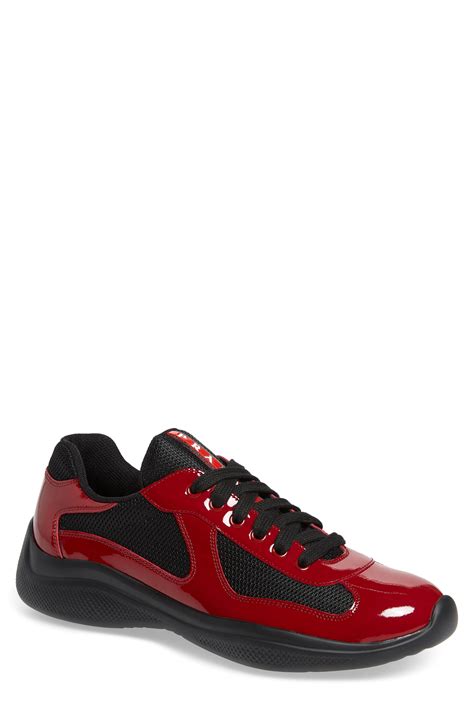 red sole prada shoes|Prada red america's cup sneakers.